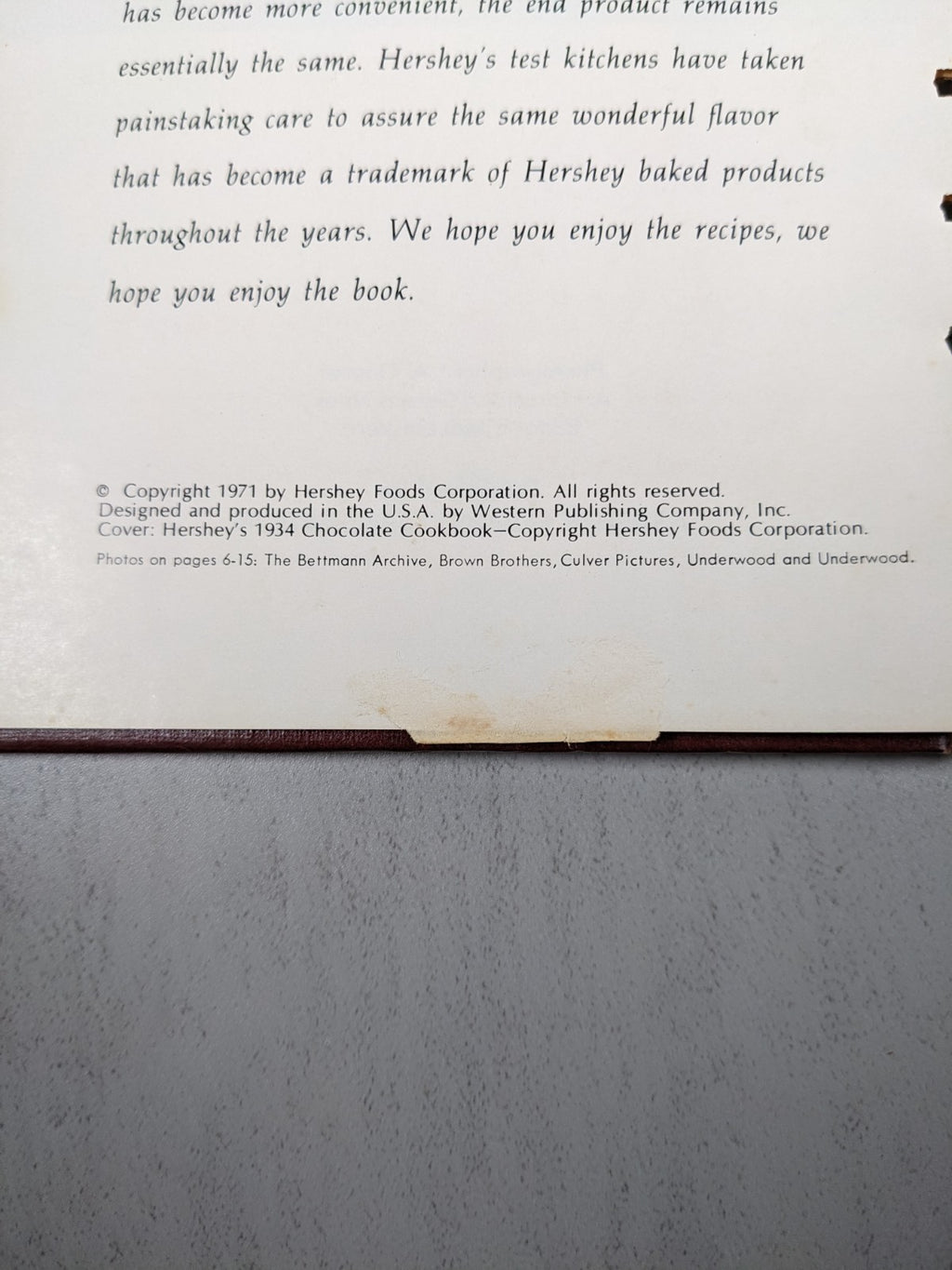 Hershey’s 1934 Cookbook Chocolate Recipes Baking Desserts Hardcover Book (1971)