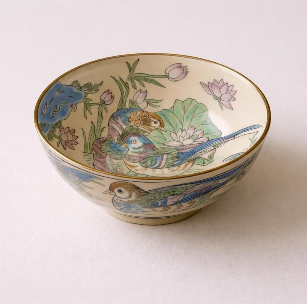 Antique Chinese Famille Rose Bowl Tongzhi Mark Lotus Mandarin Ducks