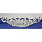 Cut Glass Candy Dish Starburst Pattern Handled Vintage