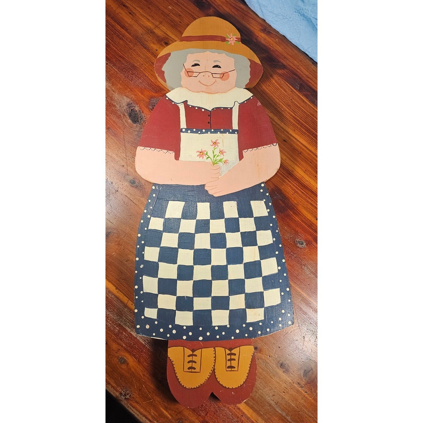 Vintage Folk Art Wooden Grandma Wall Decor Hand Painted 22 x 9