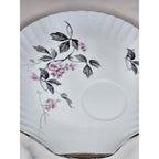 Vintage Cherry Blossom Porcelain Snack Plate Silver Trim