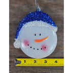 Snowman Christmas Ornament Blue Hat Hard Plastic Winter Decor 4 Inch