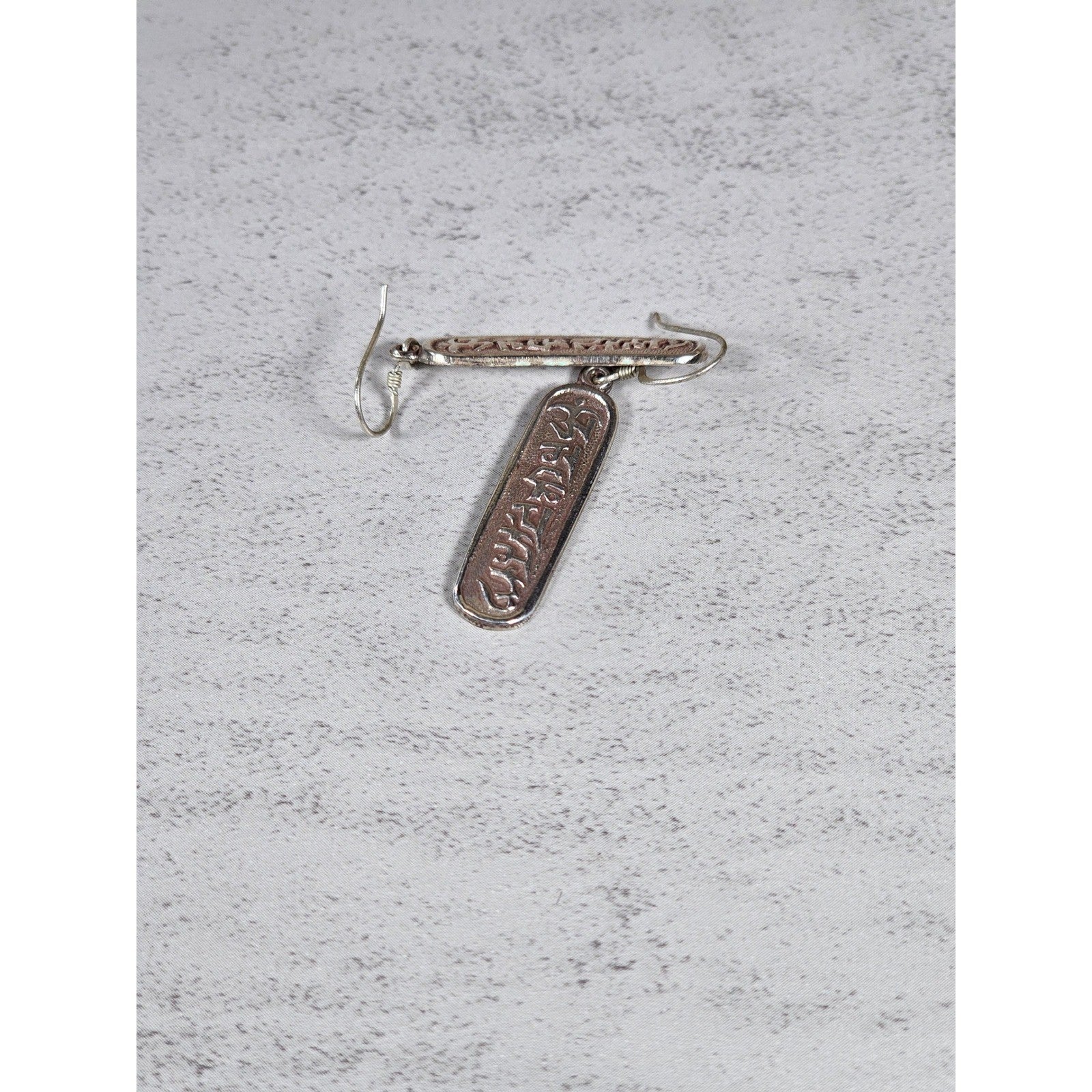 Vintage Sterling Silver Script Drop Earrings Dangle Pair