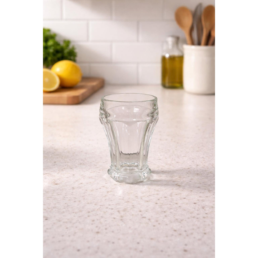 Vintage Crisa Paneled Glass Tumbler Clear Mid Century Drinkware 4 5/8"