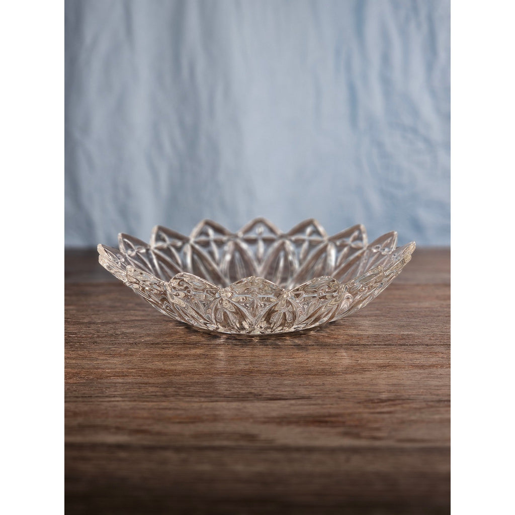 Vintage Pressed Glass Bowl Scalloped Edge 10 Inch Clear Glass Serving Dish