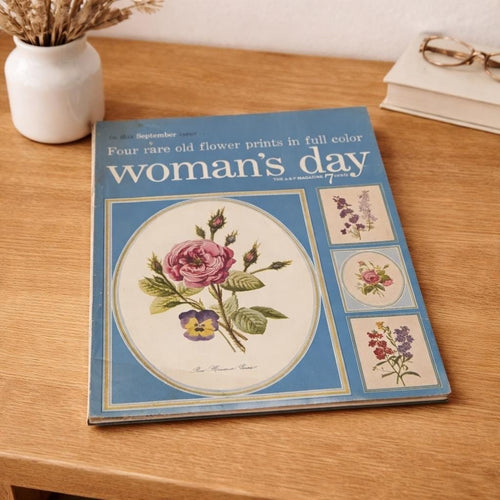 1954 Womans Day Magazine September Vintage Floral Prints Ephemera