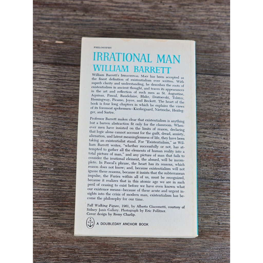 Vintage Irrational Man Book William Barrett Existential Philosophy 1962