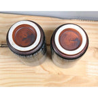 Japanese Yunomi Tea Cups Fish Design Crackle Glaze Set of 2