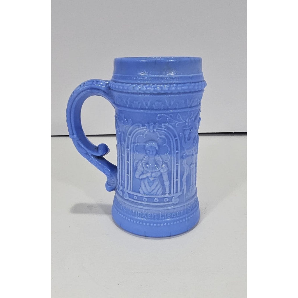 Westmoreland Blue Glass Stein Medieval Knight Relief Mug