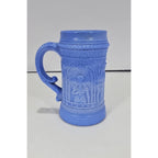 Westmoreland Blue Glass Stein Medieval Knight Relief Mug