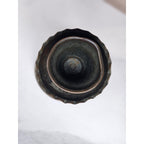 Antique Tinned Copper Candlestick Holder 12" Embossed Design