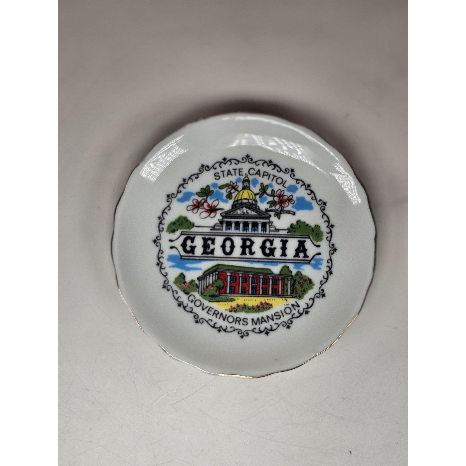 Vintage Georgia Souvenir Plate Mini Capitol Governor Mansion 3.5"