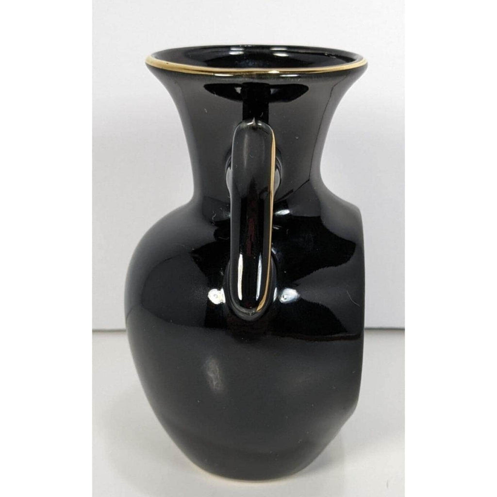 Art of Chokin Dolphin Mini Vase Black Gold Japan 5" Vintage