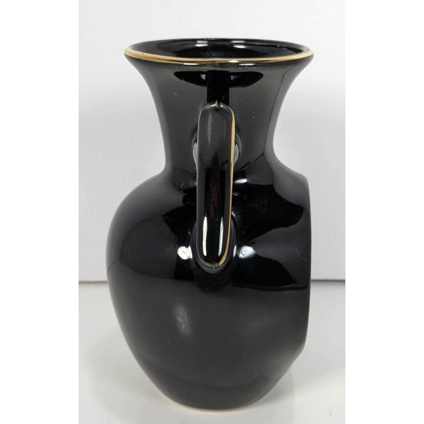 Art of Chokin Dolphin Mini Vase Black Gold Japan 5" Vintage