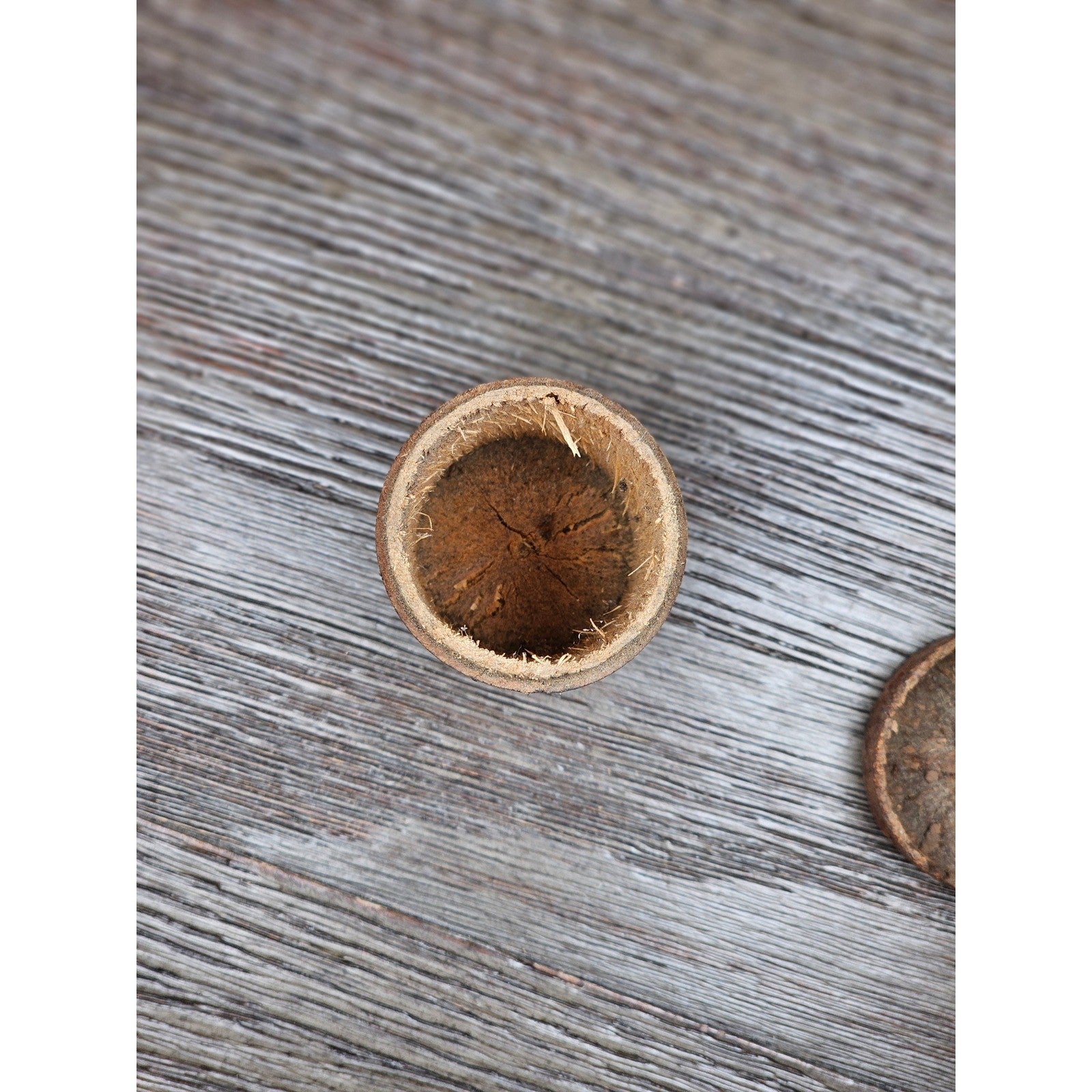 Antique Cork Cylinder Box Primitive Small Lidded Container 3.5"