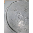Vintage Christmas Glass Platter Teddy Bear Holiday Serving Plate
