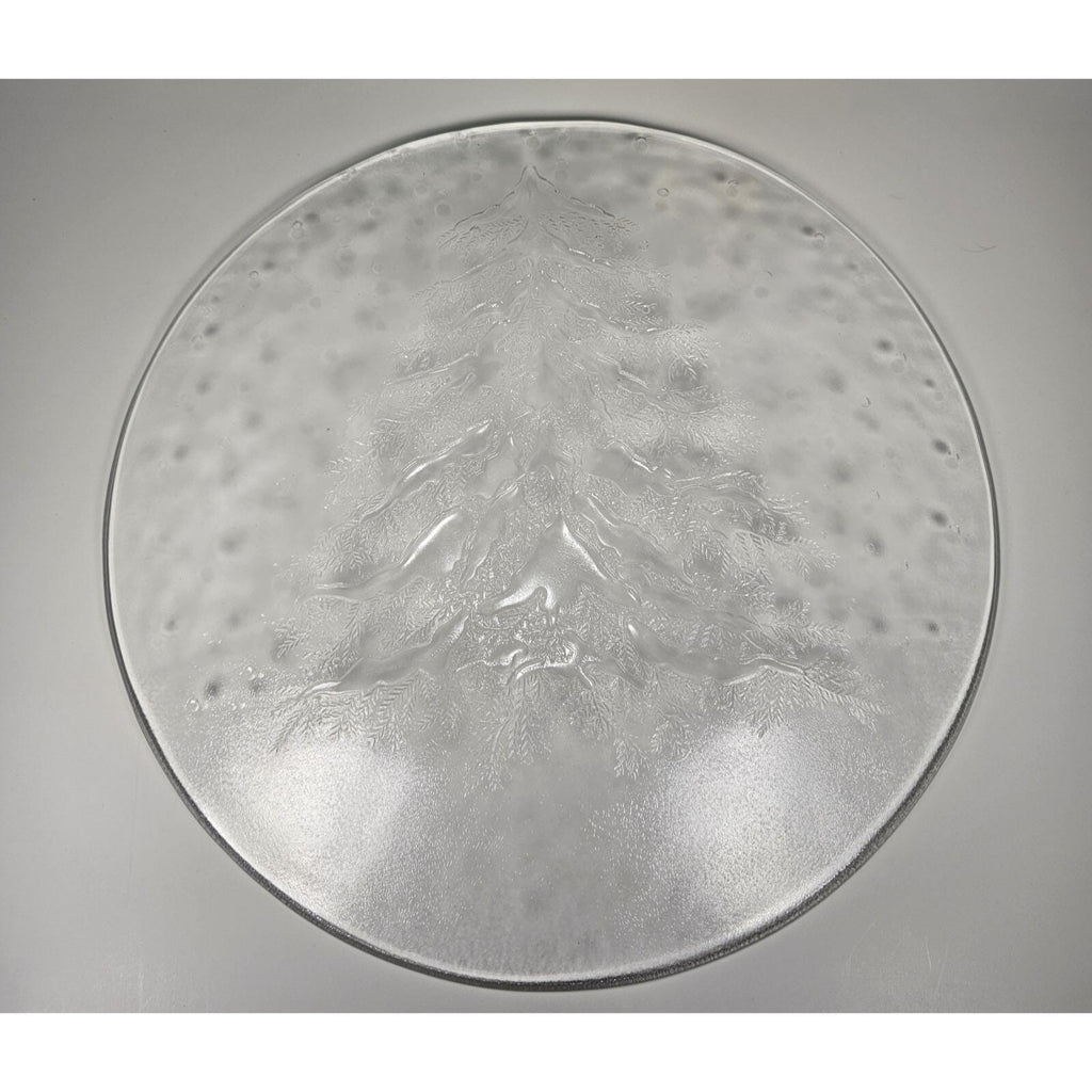 Vintage Crystal Christmas Tree Platter 12.75" Italy Holiday Serving Tray