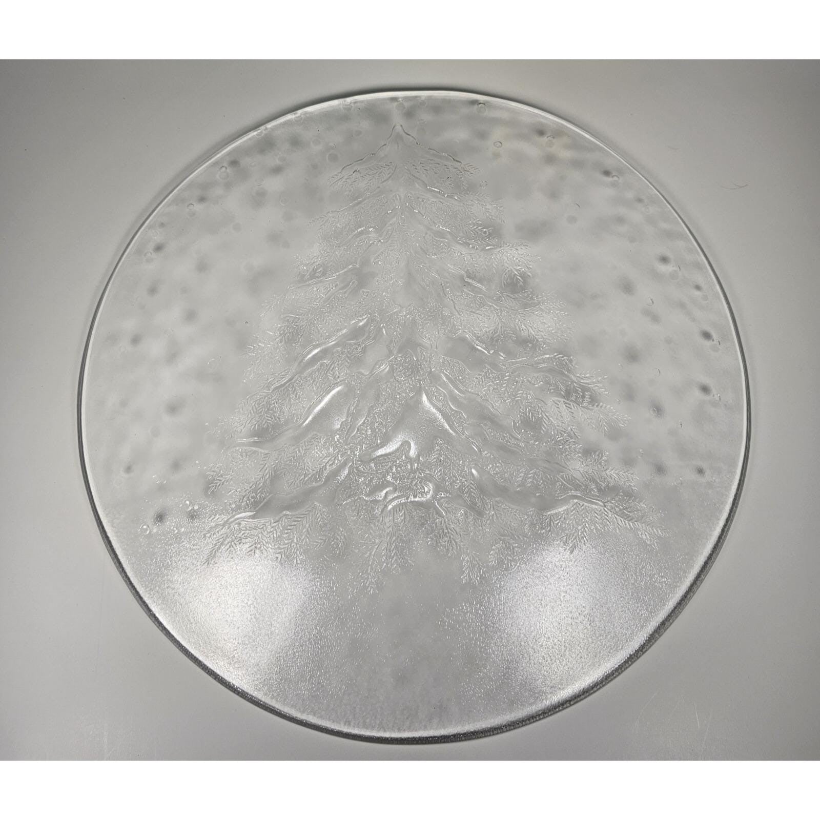Vintage Crystal Christmas Tree Platter 12.75" Italy Holiday Serving Tray