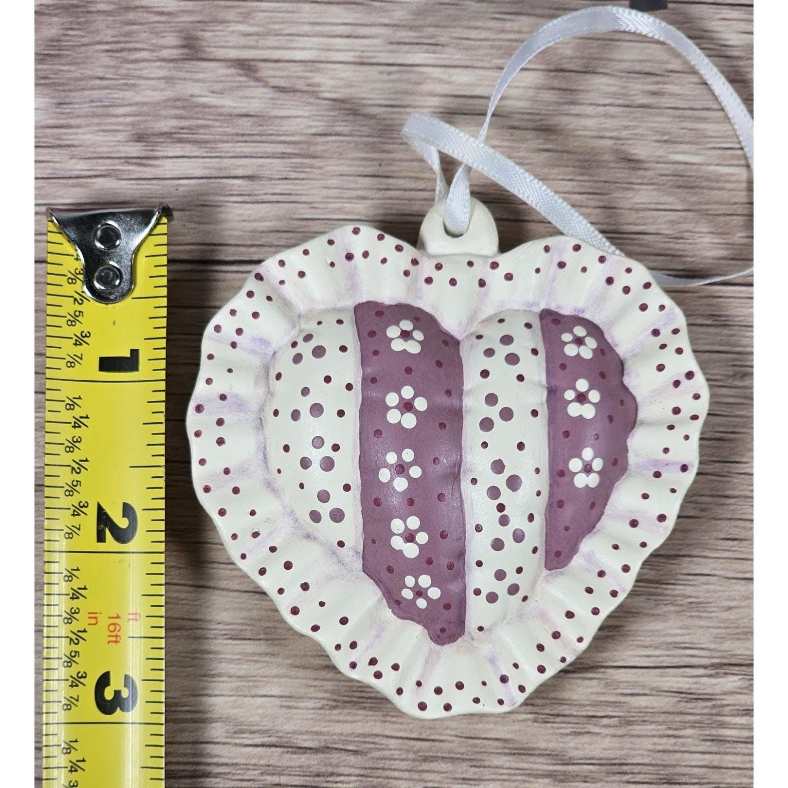 Vintage Heart Ornament Pink Floral Ceramic 1987 Christmas Decor