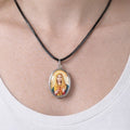 Vintage Sacred Heart Pendant Necklace Oval Catholic Medal