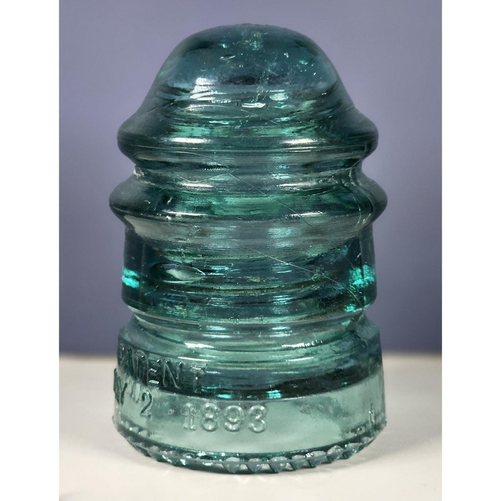 Vintage Hemingray No 12 Glass Insulator Aqua Blue 1893 Patent