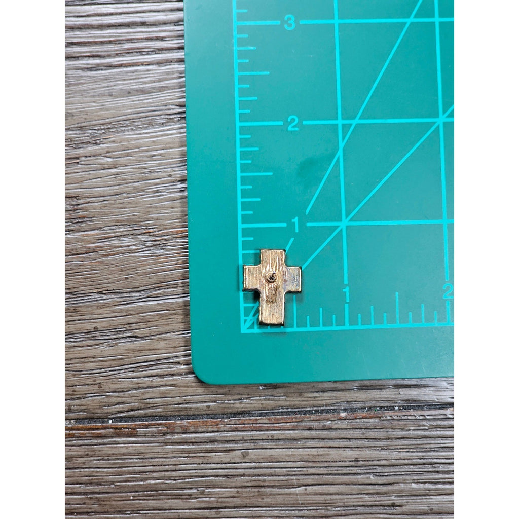 Vintage Gold Tone Cross Stud Earrings Rhinestone Christian Jewelry