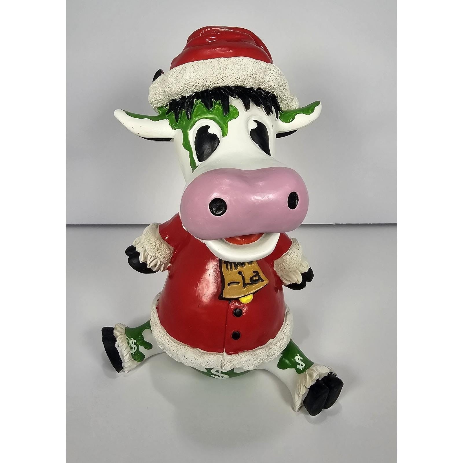 Vintage Christmas Cow Piggy Bank Moola the Cash Cow Holiday Decor