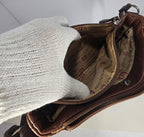 Stone & Co Shoulder Bag Purse Faux Leather Brown Cognac Zip Pockets