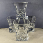 Vintage Heavy Glass Rocks Glasses Set of 4 Ice Cube Base Tumblers