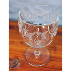Vintage Etched Glass Goblet Grape Vine Design Clear Stem Wine Glass