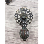 Vintage Brass Bronze Drawer Knobs Set 3 Ornate Cabinet Pulls