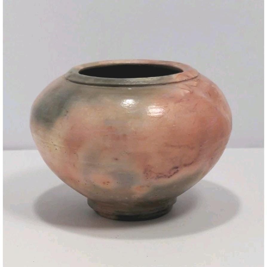Vintage Studio Pottery Vase Artist Signed Pink Gray Glaze Vase