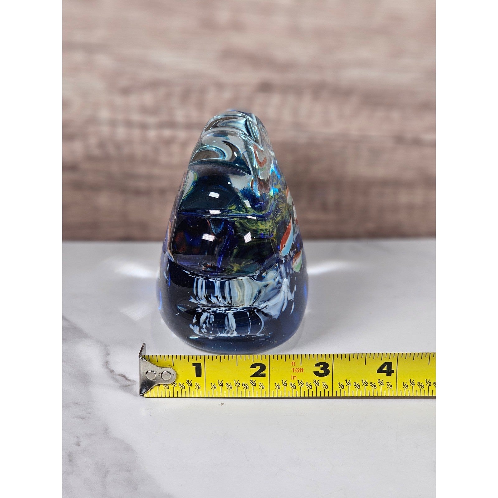 Hand-Blown Art Glass Fish Aquarium Paperweight – Ocean Scene Coastal Decor