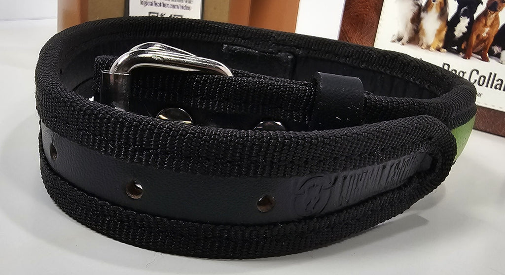 Logical Leather  Dog Collar Size Medium Green