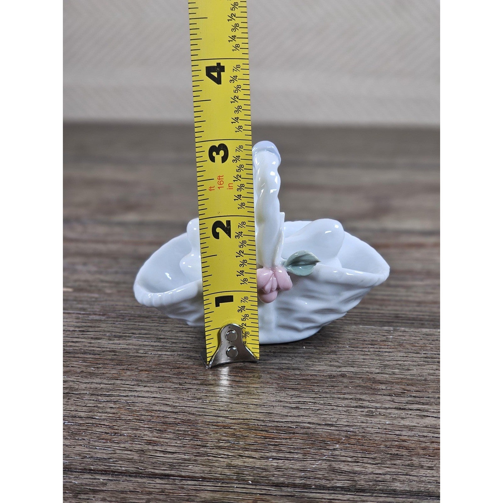 Vintage Porcelain Rabbit Figurine Basket White Bunny Decor