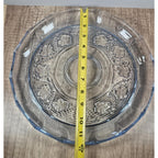 Vintage Anchor Hocking Blue Chip and Dip Plate Glass Serving Tray