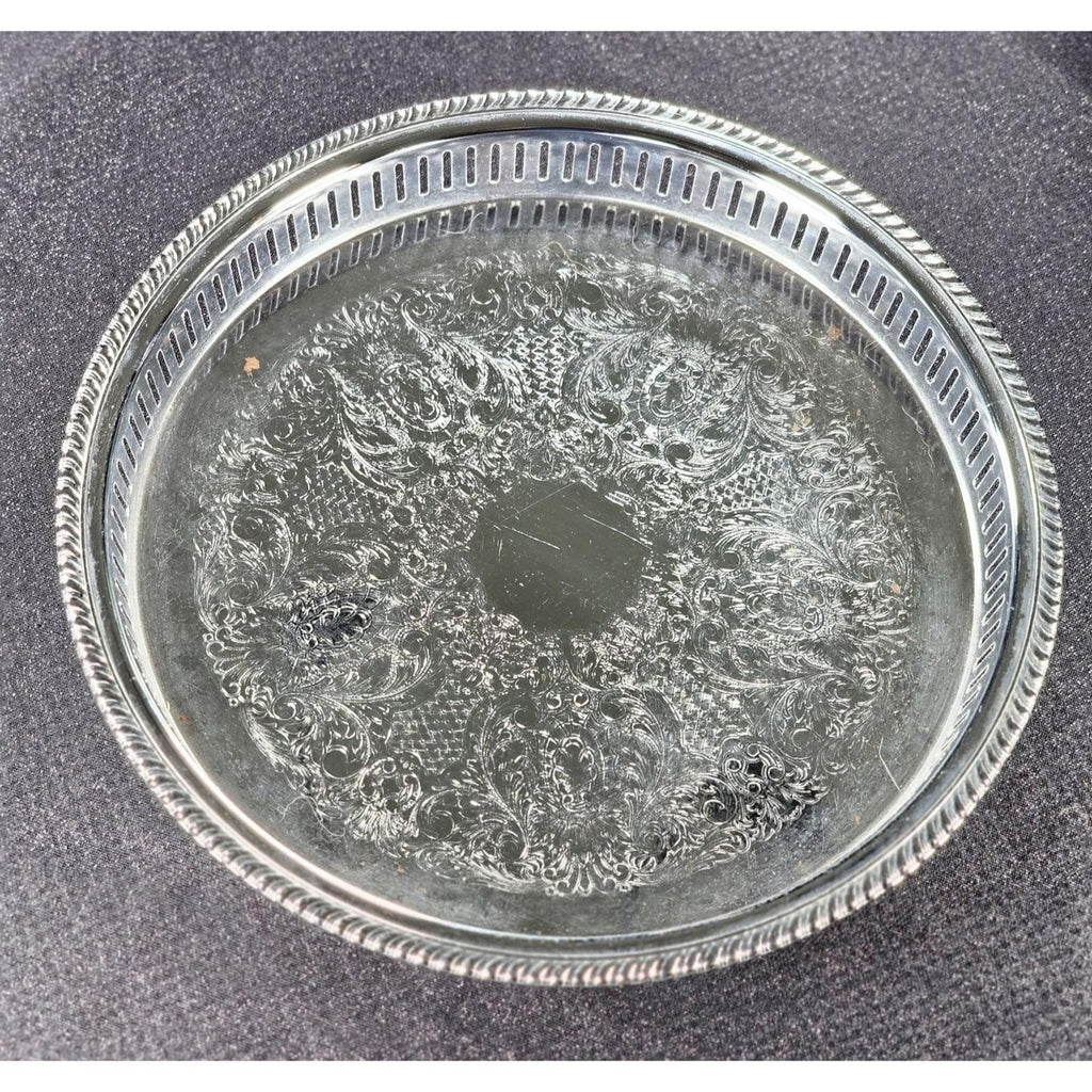 Vintage Irvinware Silver Plated Serving Tray 13" Engraved USA