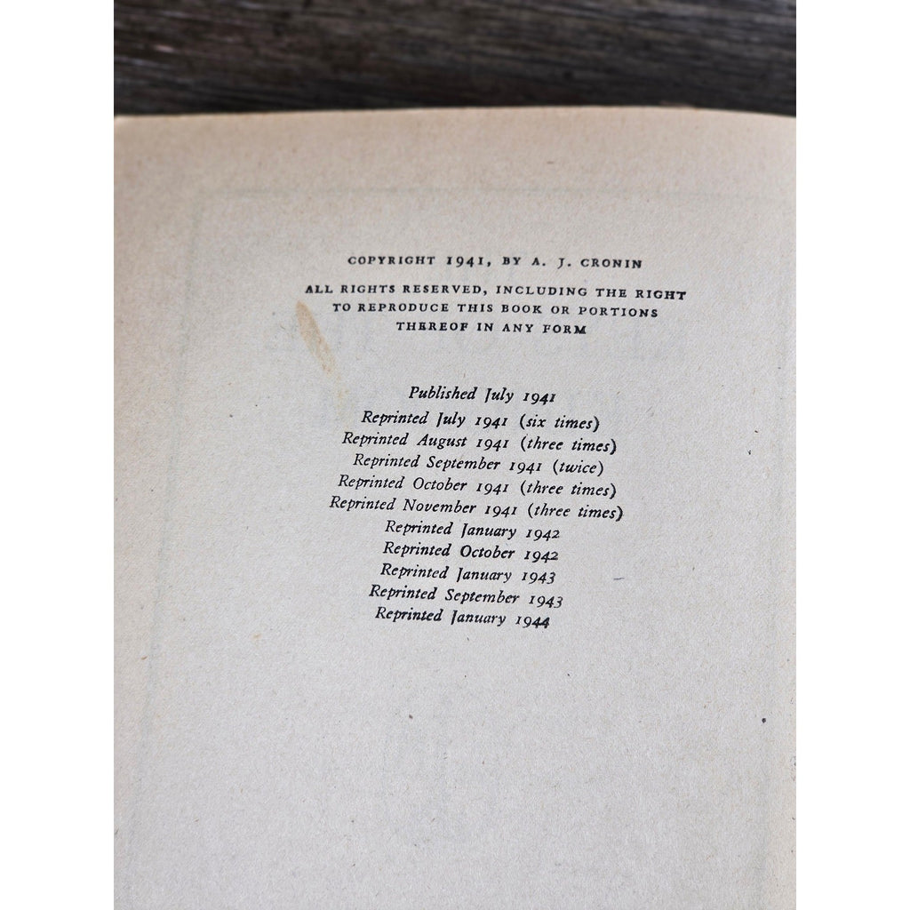 The Keys of the Kingdom A J Cronin 1941 Hardcover Vintage Novel