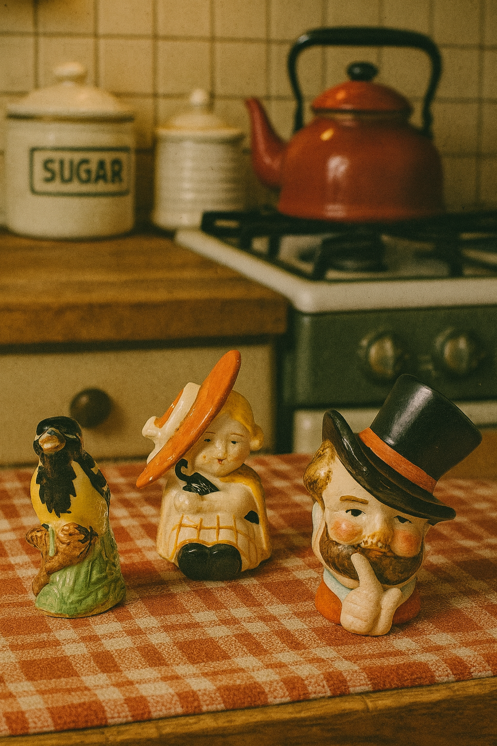 Lot of 3 Vintage Salt & Pepper Shakers – Mixed Styles – Rustic Kitchen Decor