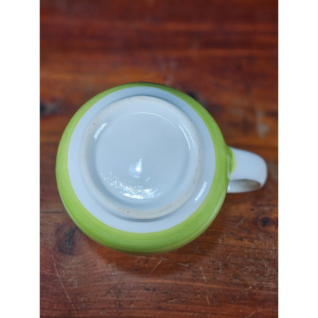 Vintage Ceramic Small Cherry Pitcher Yellow Green Hand Painted Country Kitchen