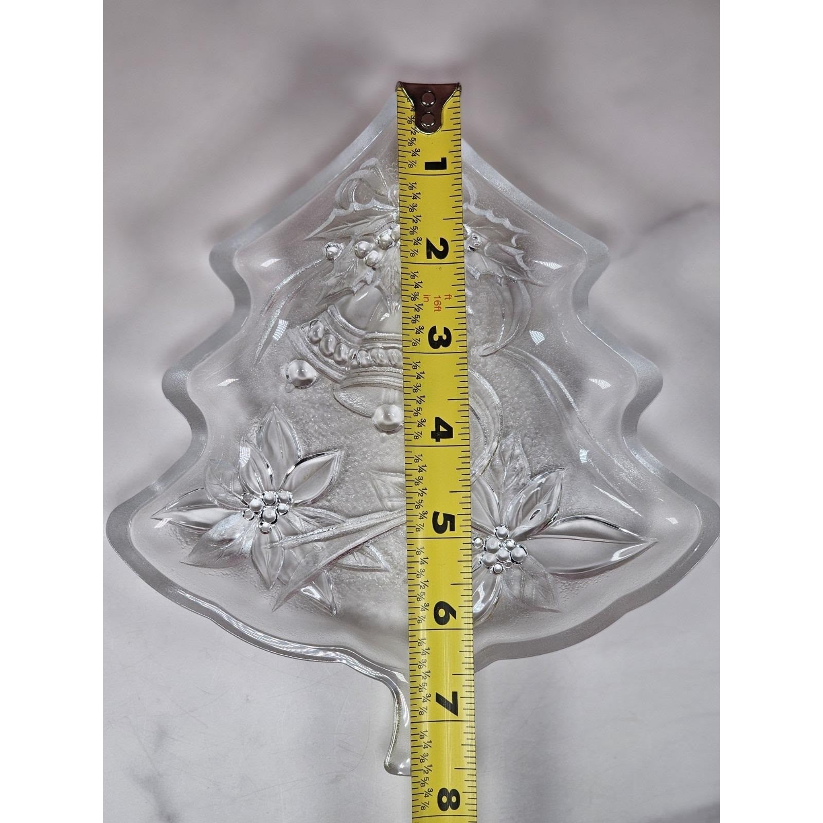 Vintage Soga Japan Frosted Glass Christmas Tree Serving Plate 8x6.5