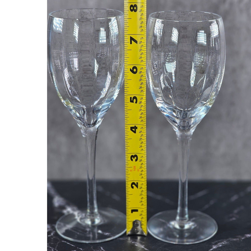 Vintage Crystal Fantasy Ribbed Water Goblets Set of 2 Glasses 7.5