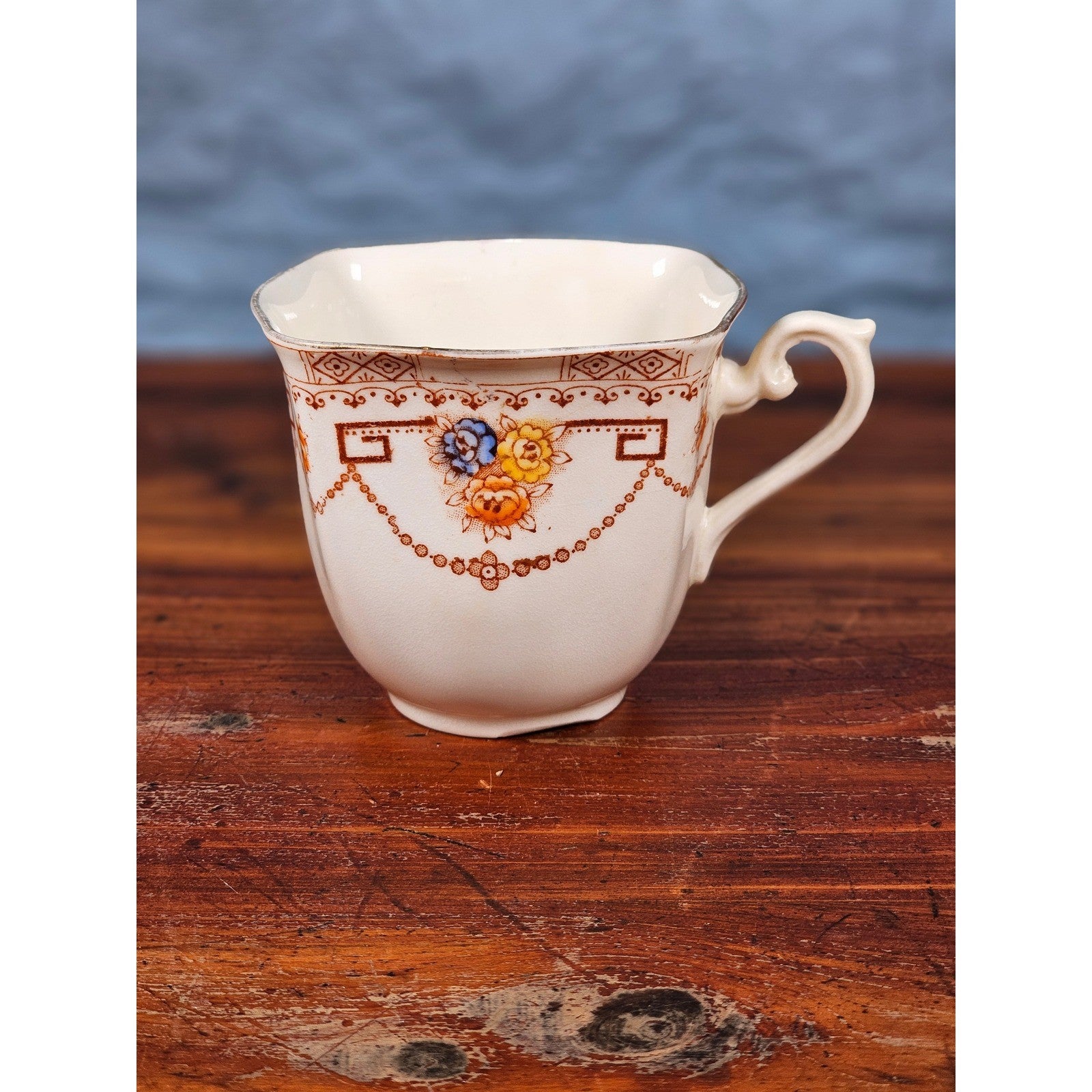 Vintage English Porcelain Teacup Floral Gold Trim Made in England