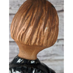 Vintage Ceramic Child Figurine Black Embossed Coat 9.5 Inch Statue