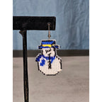 Vintage Handmade Snowman Earrings Blue Scarf Winter Holiday Dangle
