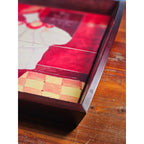 Vintage Tile Art Chef Serving Tray Wine Theme Wooden Handles