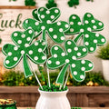Set of 4 Green Polka Dot Clover Sprays 19" Glitter St Patrick Picks