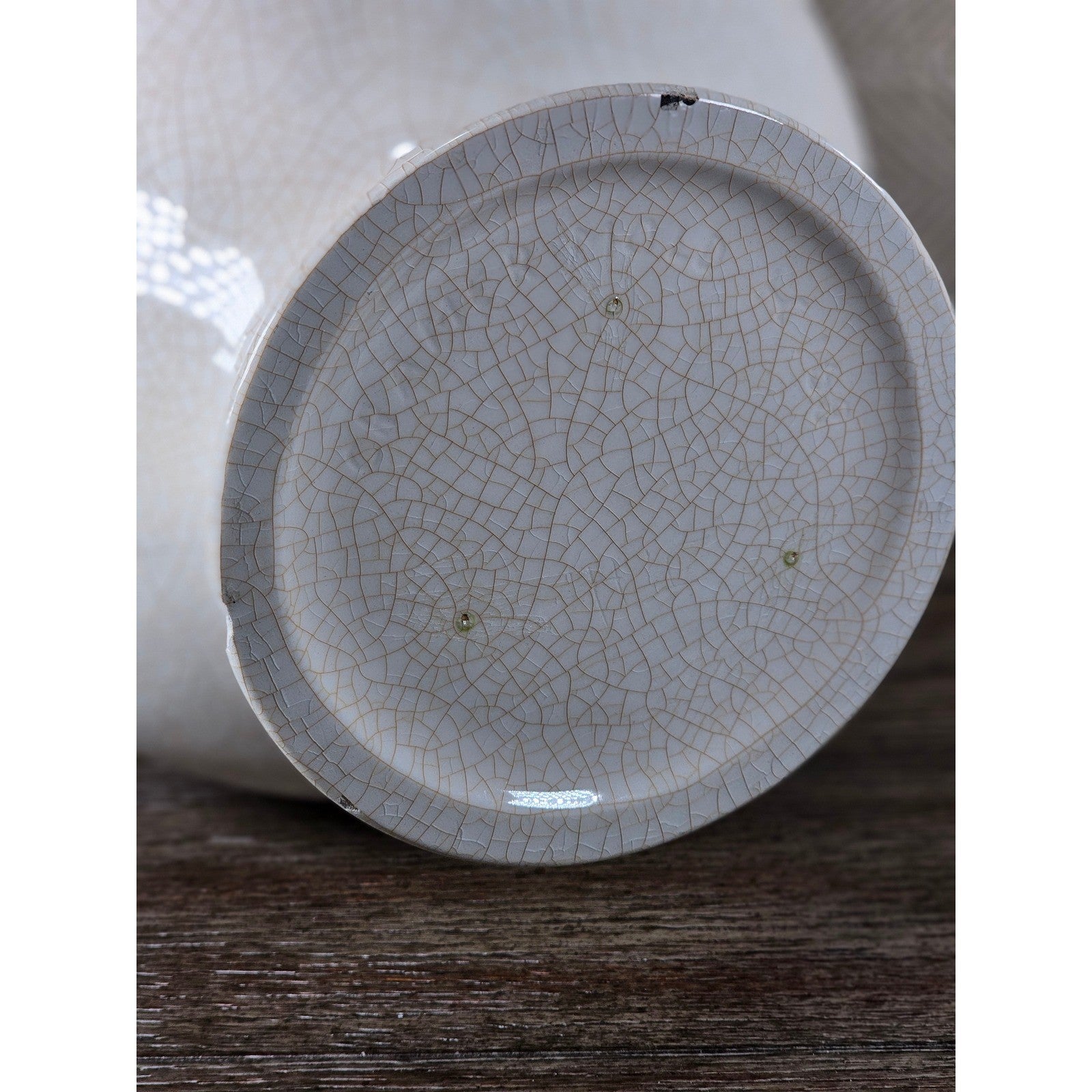 Vintage White Crackle Glaze Vase 12.5in Farmhouse Display
