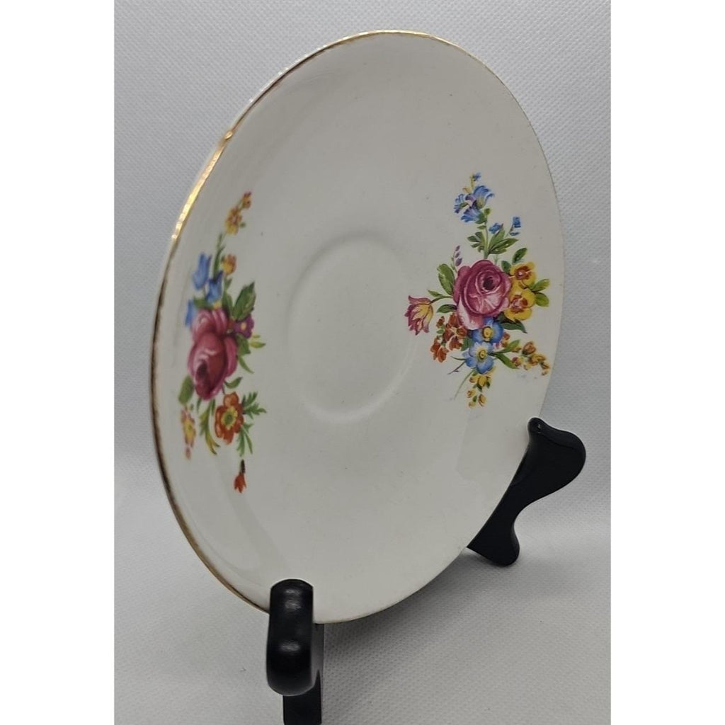 Vintage Clare Bone China Saucer Floral Gold Rim England 5.5