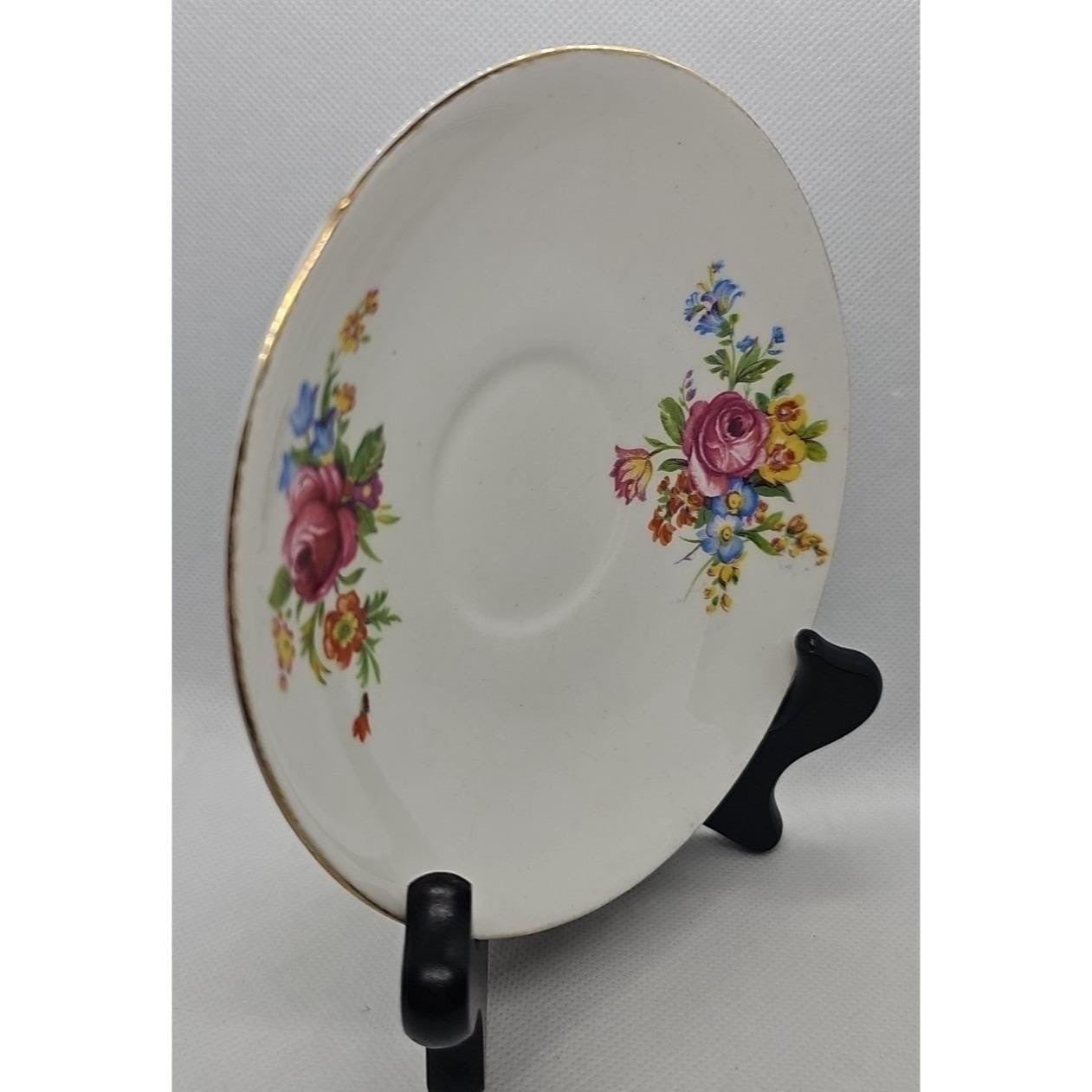 Vintage Clare Bone China Saucer Floral Gold Rim England 5.5